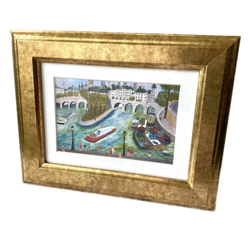 LAST CHANCE SALE!River La Seine Paris Wall Art Vintage Style Gold Picture Frame